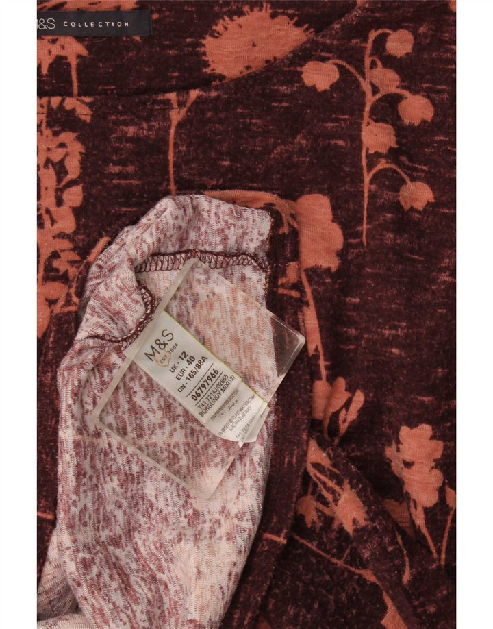 Marks & Spencer Top para mujer de manga larga UK 42 Medio Borgoña Floral