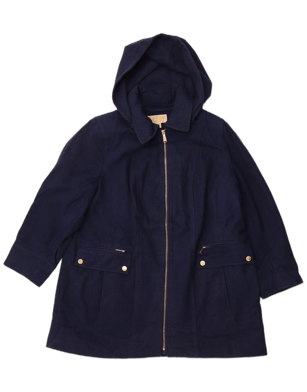 MICHAEL KORS Abrigo con capucha para mujer UK 18 XL Lana azul marino