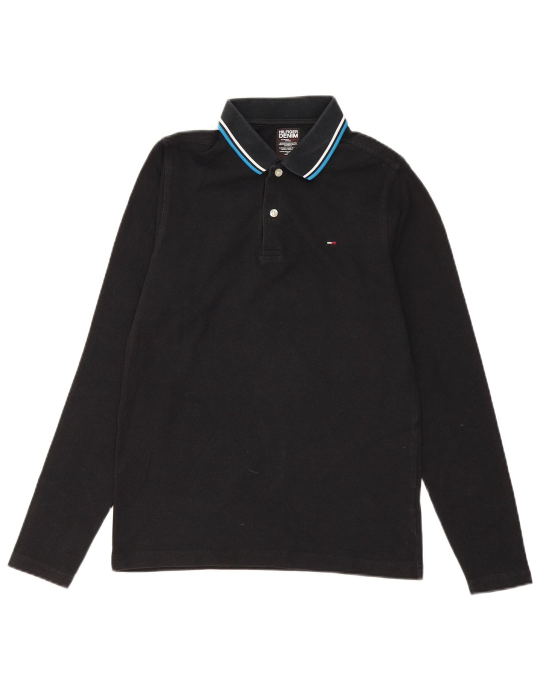 TOMMY HILFIGER Polo de manga larga para hombre Algodón negro mediano