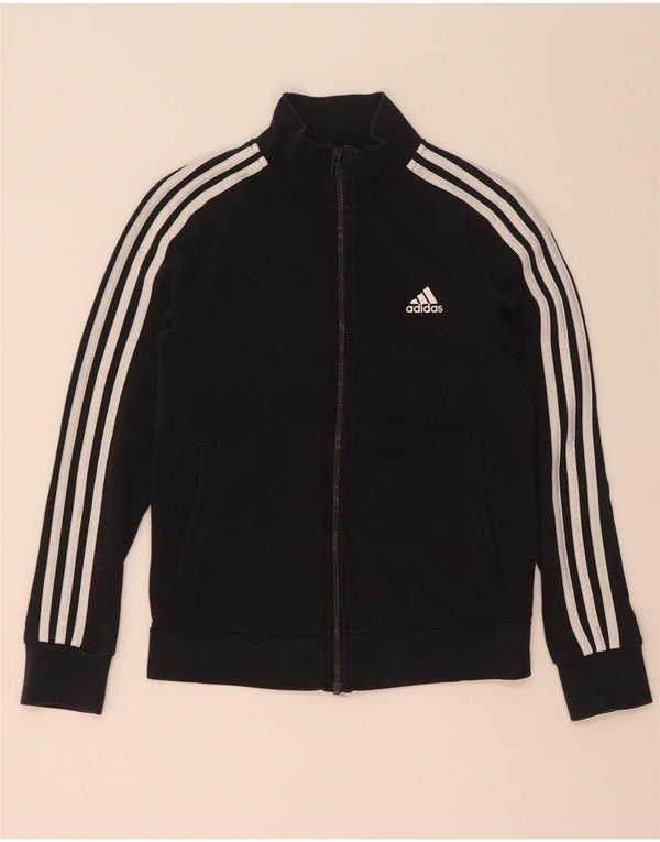 Adidas Mujer Chándal Top Chaqueta Reino Unido 8/10 Pequeño Algodón Negro