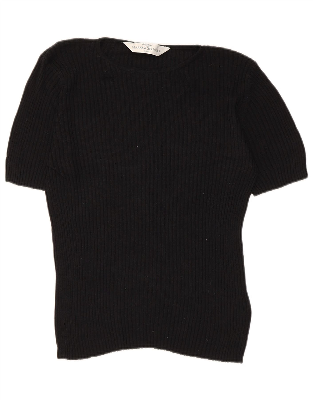Marks & Spencer Blusa para Mujer Top UK 12 Mediano Seda Negra