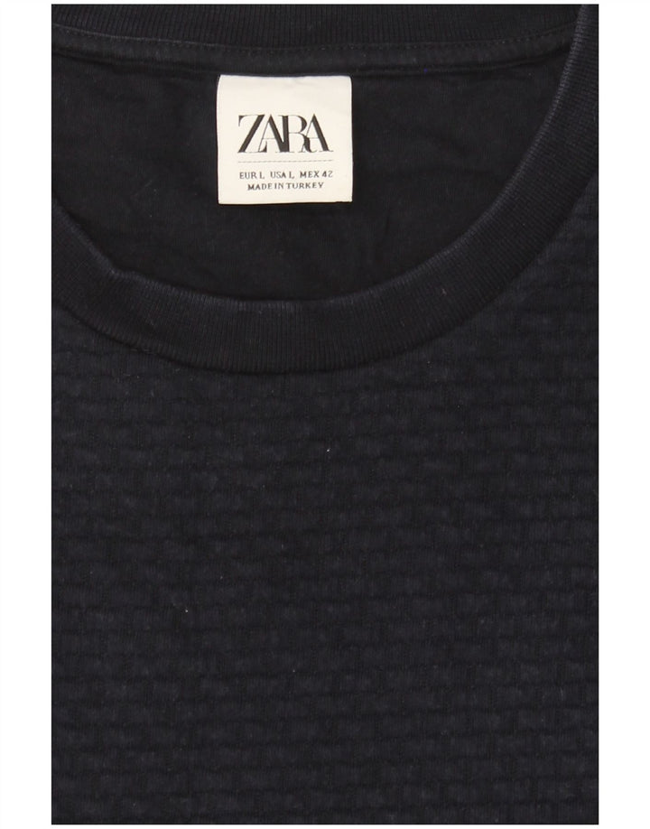 Zara Hombre Sudadera Jumper Large Azul Marino