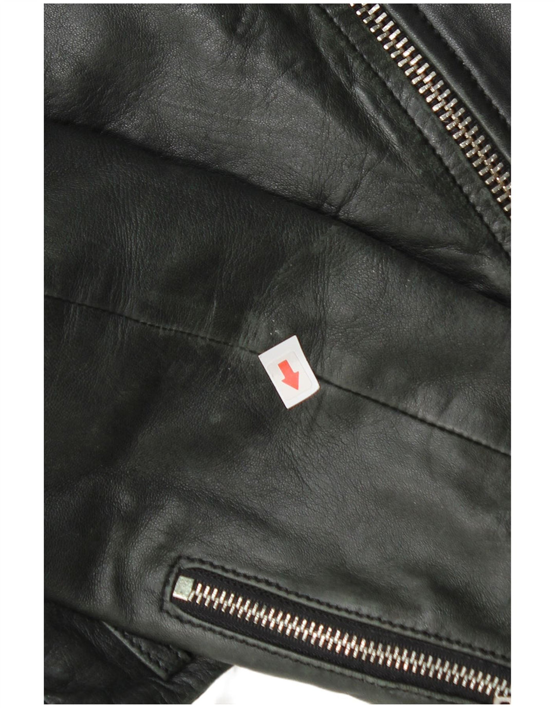 Zara Chaqueta Motera De Cuero Corta Para Mujer UK 42 Mediana Negro