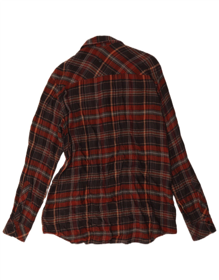 Trussardi Camisa larga para mujer UK 44 Medium Borgoña Check