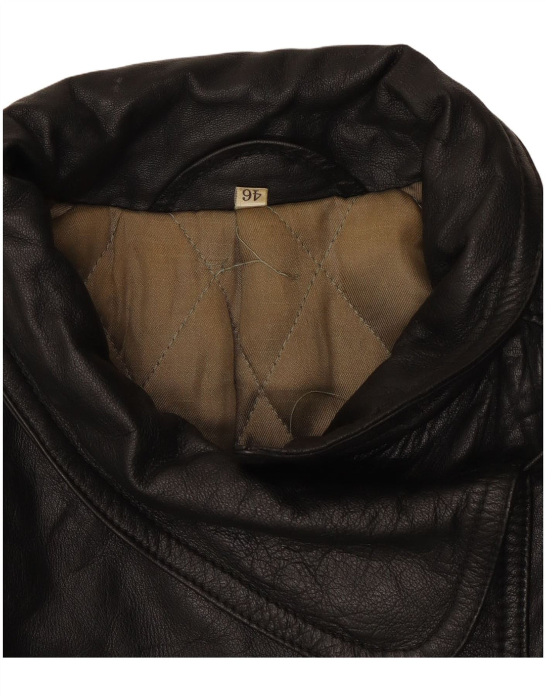 Chaqueta de cuero vintage para mujer IT 46 Grande Negro