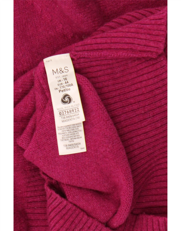 Marks & Spencer Suéter tipo jersey con cuello vuelto para mujer UK 46 Large Pink Lambswool