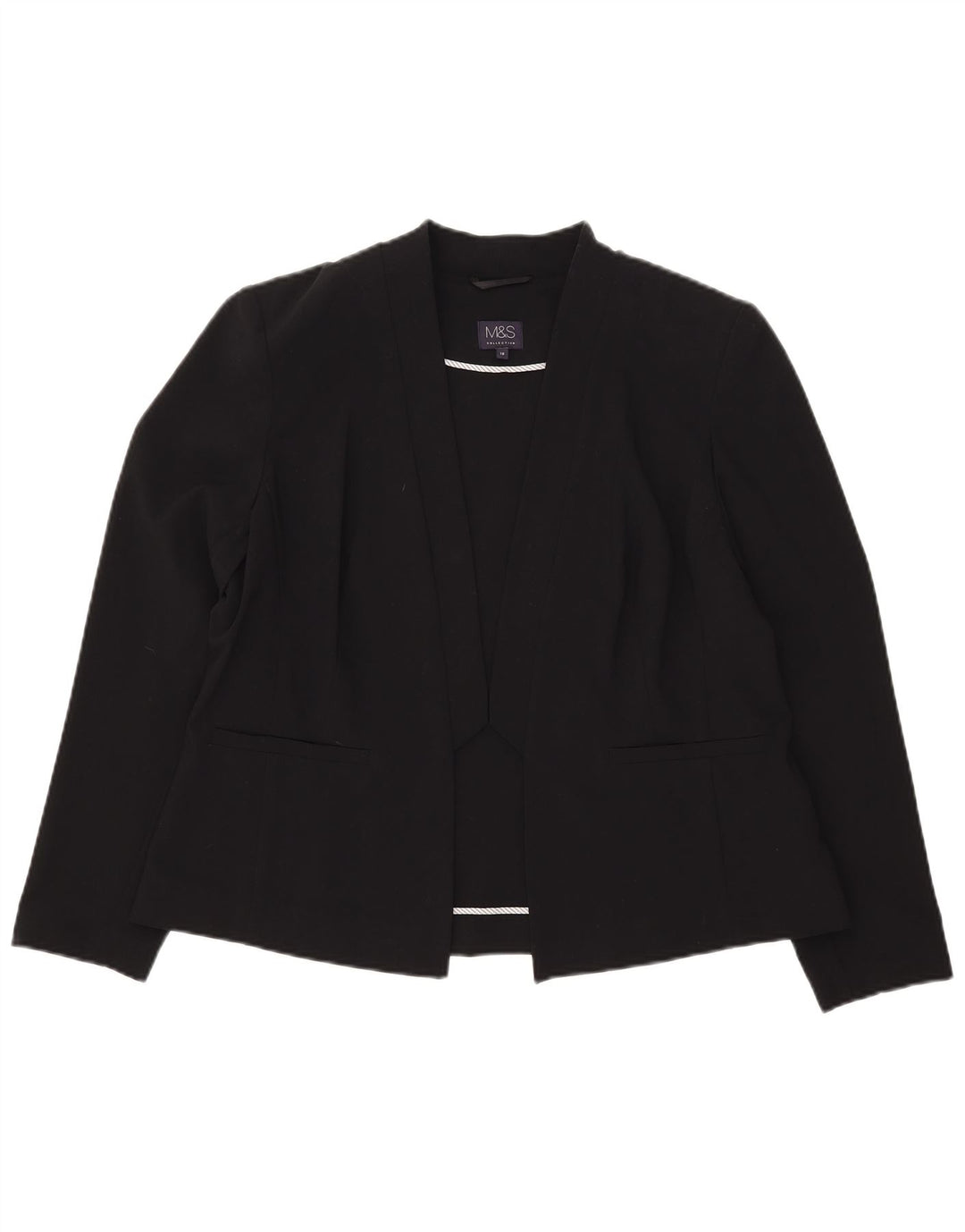 Marks & Spencer Chaqueta tipo blazer abierta para mujer UK 40 XL Poliéster negro