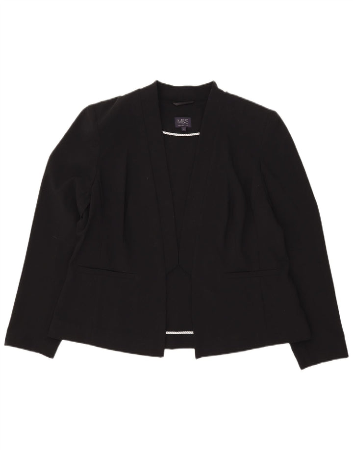 Marks & Spencer Chaqueta tipo blazer abierta para mujer UK 40 XL Poliéster negro