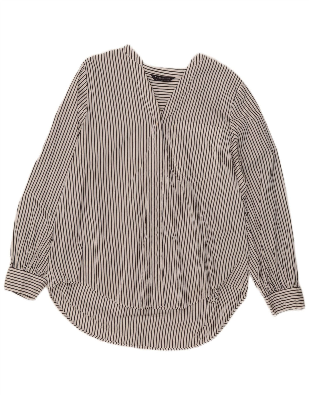 Marks & Spencer Camisa tipo jersey para mujer UK 46 Grande Algodón a rayas blancas