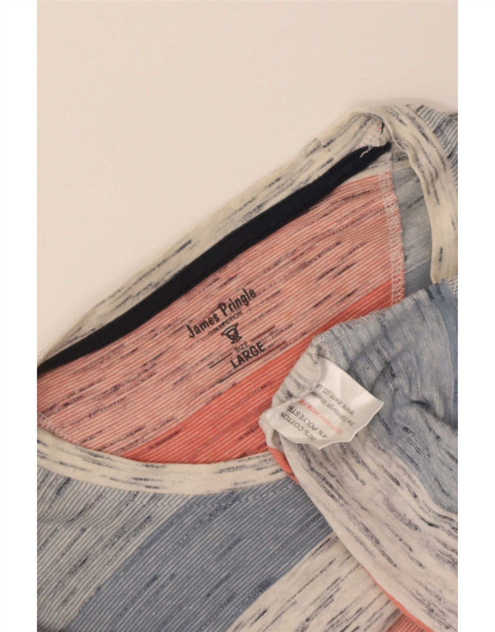 James Pringle - Camiseta para hombre, talla grande, algodón a rayas multicolor