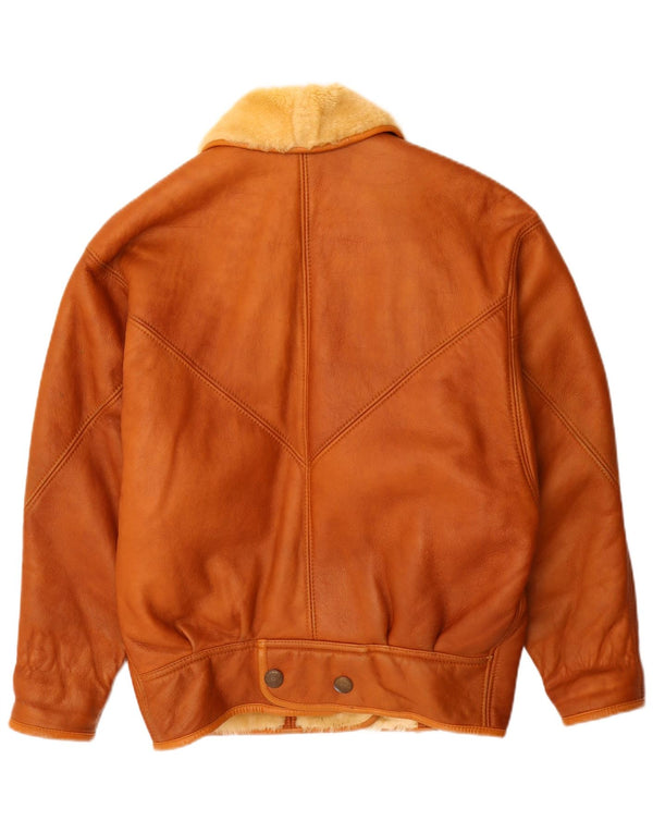 Vintage mujer chaqueta de piel de gran tamaño Reino Unido 16 marrón grande
