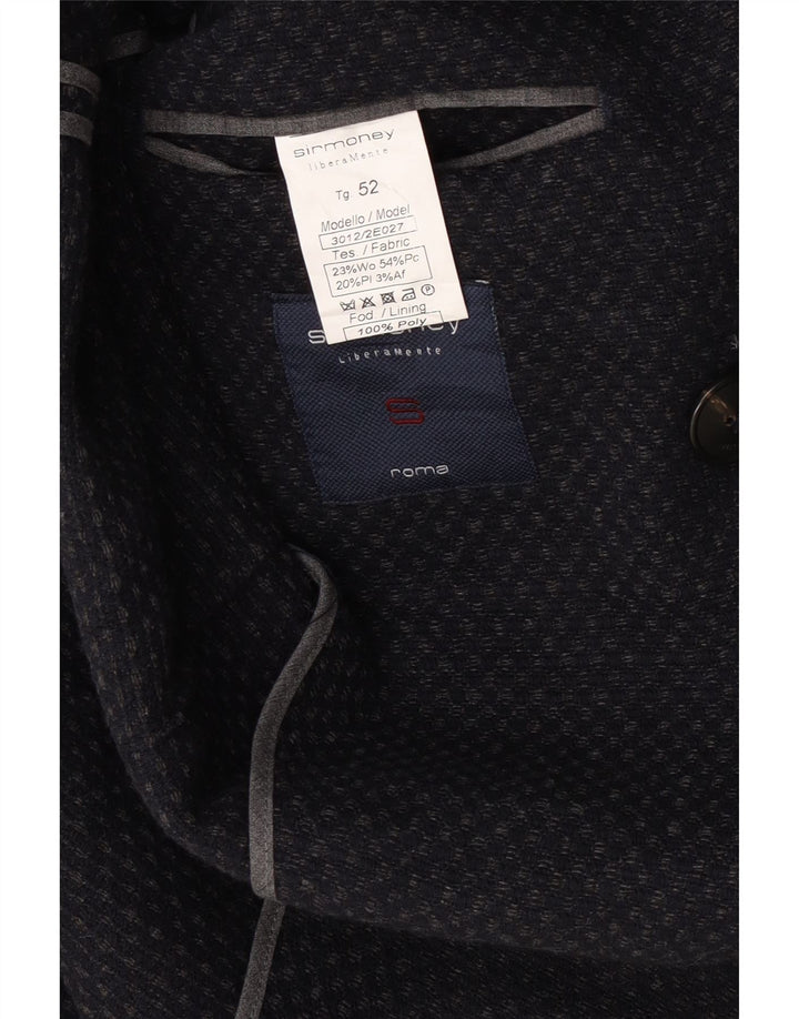 Sirmoney Chaqueta Blazer De Doble Botonadura Para Hombre IT 52 XL Lana Manchada Azul Marino