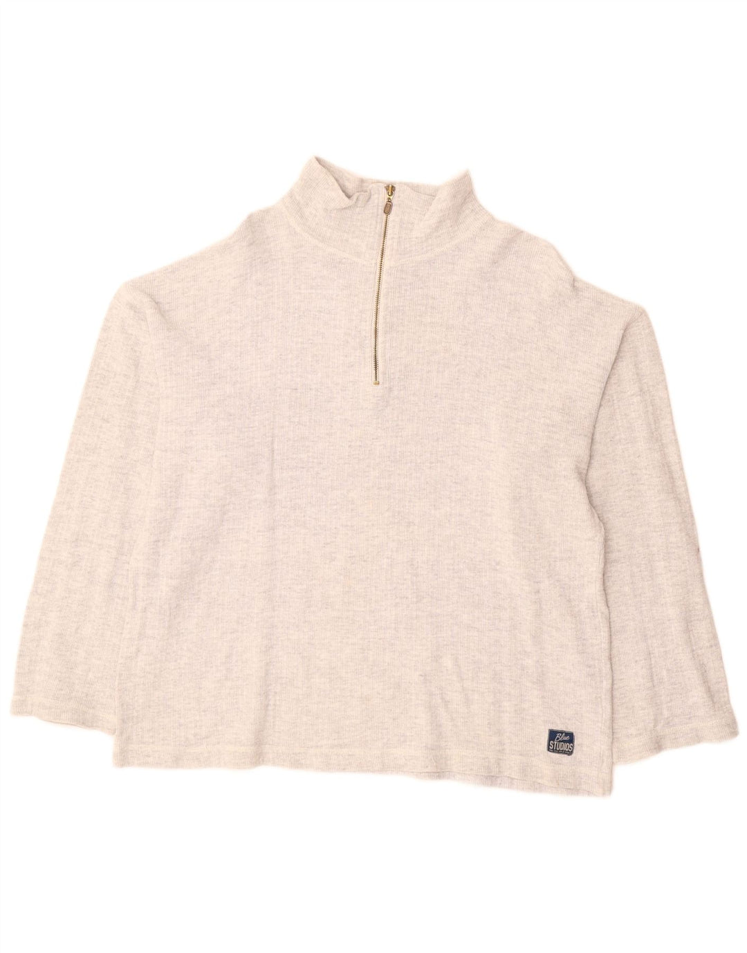 VINTAGE suéter de jersey con cuello con cremallera para mujer Reino Unido 18 XL Gris