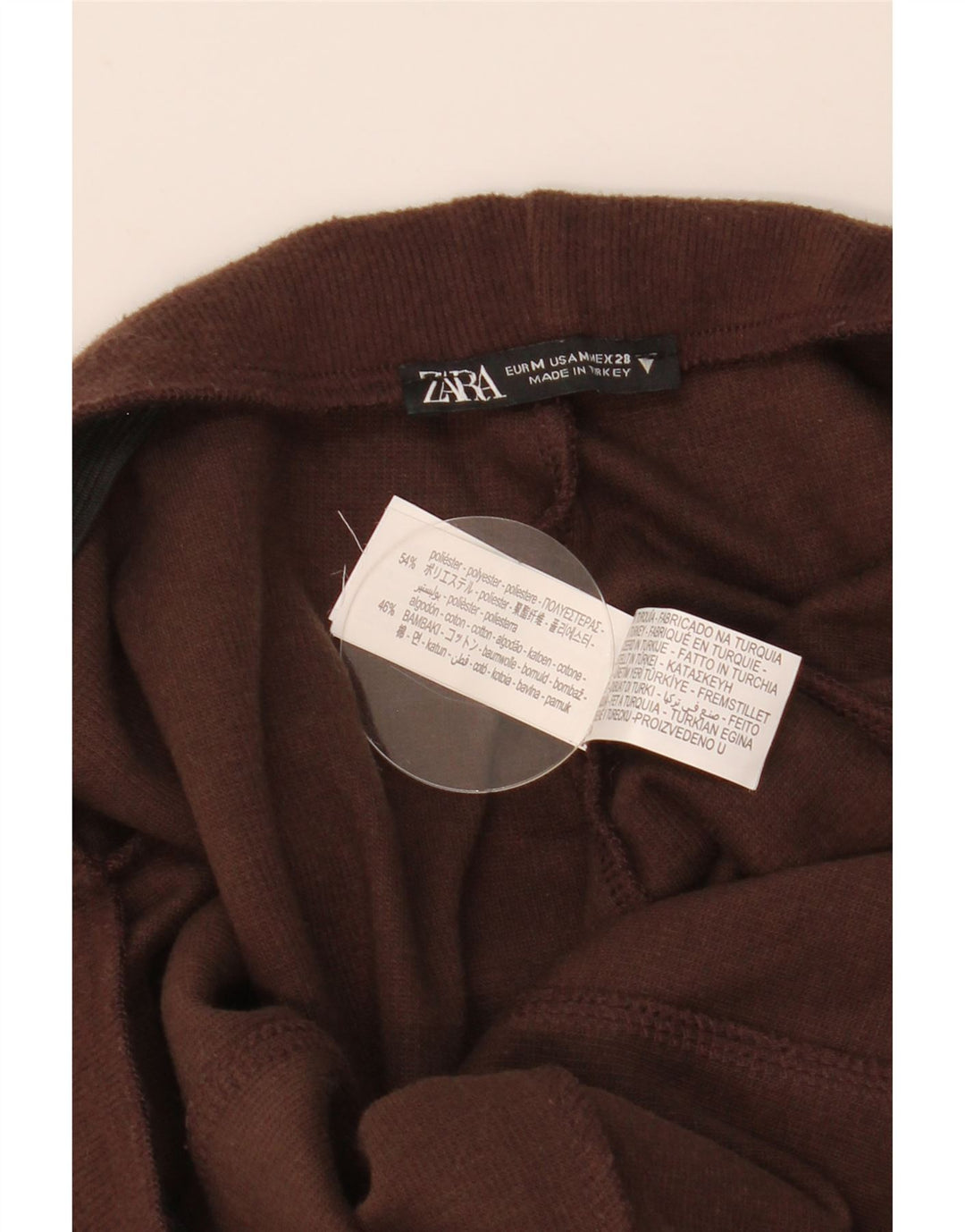 Zara Mujer Pantalón Chándal De Punto UK 44 Marrón Medio Poliéster