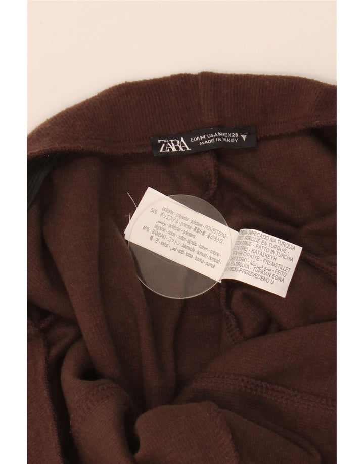 Zara Mujer Pantalón Chándal De Punto UK 44 Marrón Medio Poliéster