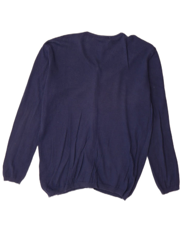 Zara Mujer Cárdigan Suéter UK 40 Medio Azul Marino Algodón