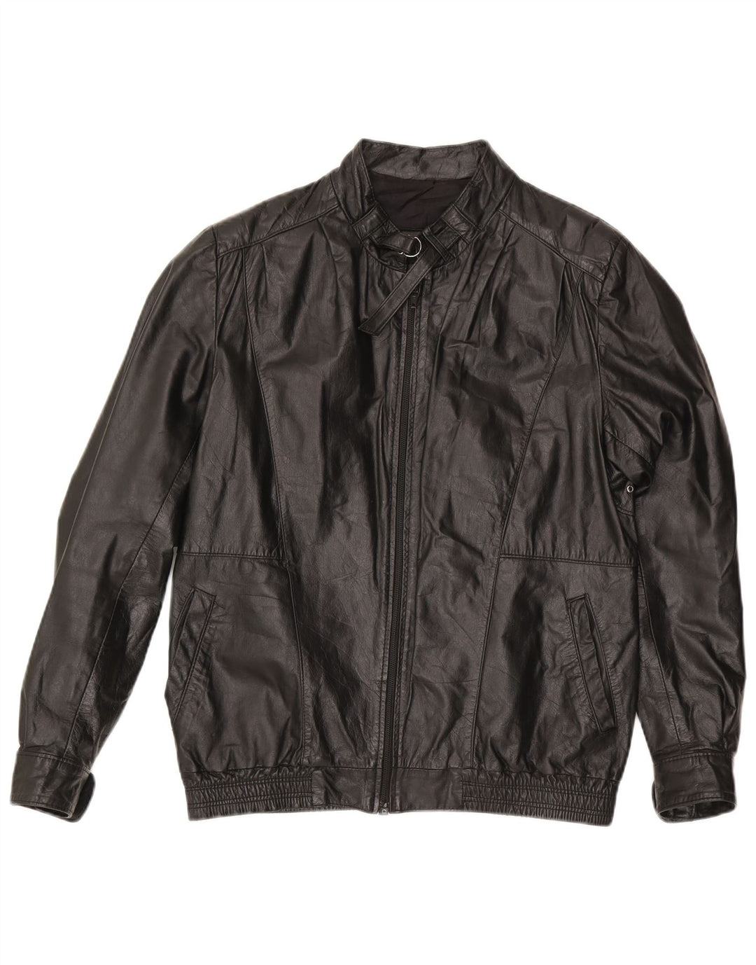 Vintage hombres chaqueta de cuero Reino Unido 38 medio negro
