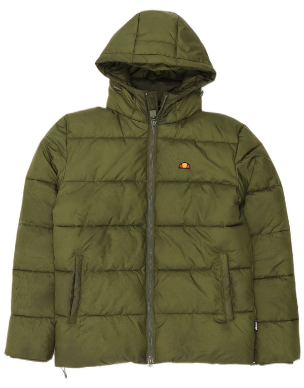 ELLESSE Chaqueta acolchada con capucha para hombre UK 36 Small Verde Poliéster
