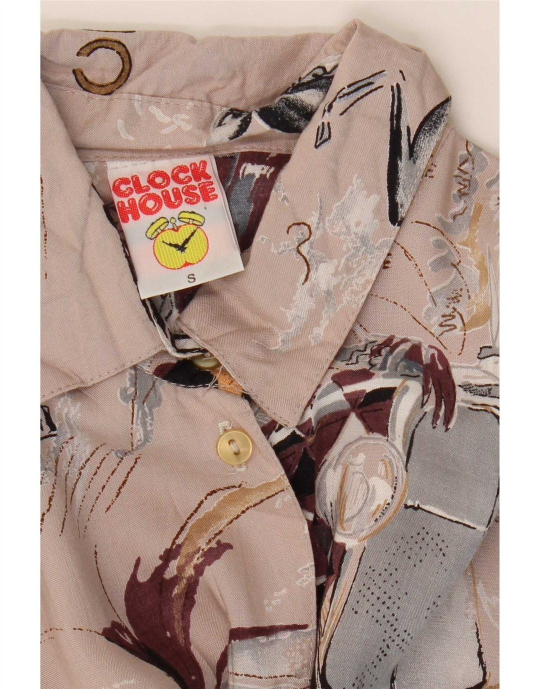 C&A Blusa camisera extragrande con gráfico de Clock House para mujer, talla S, color beige