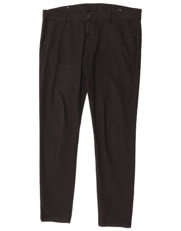 Zara Mens Slim Chino Pantalones EU 44 Large W34 L32 Algodón Negro