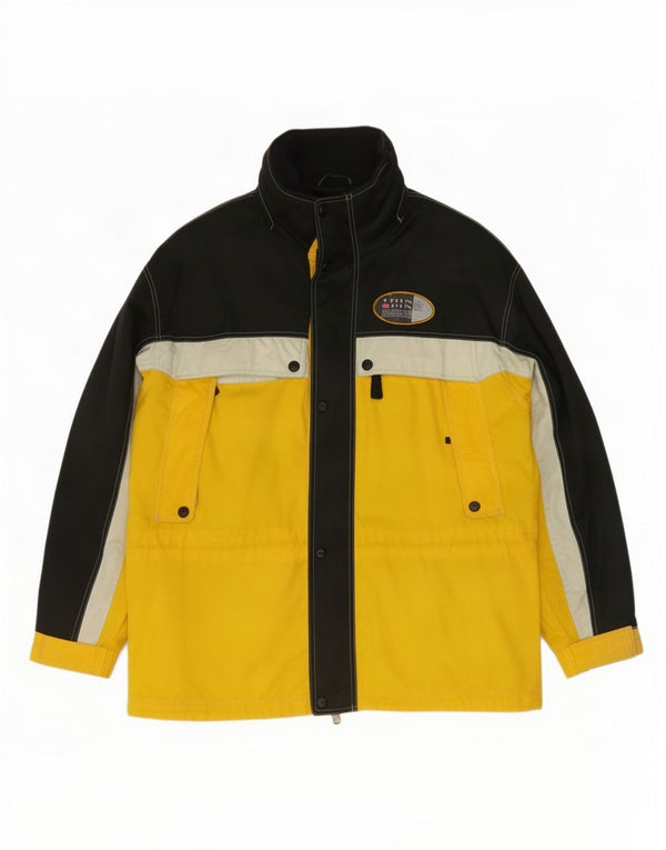 Think Pink Chubasquero con capucha para hombre UK 42 XL Bloque de color amarillo