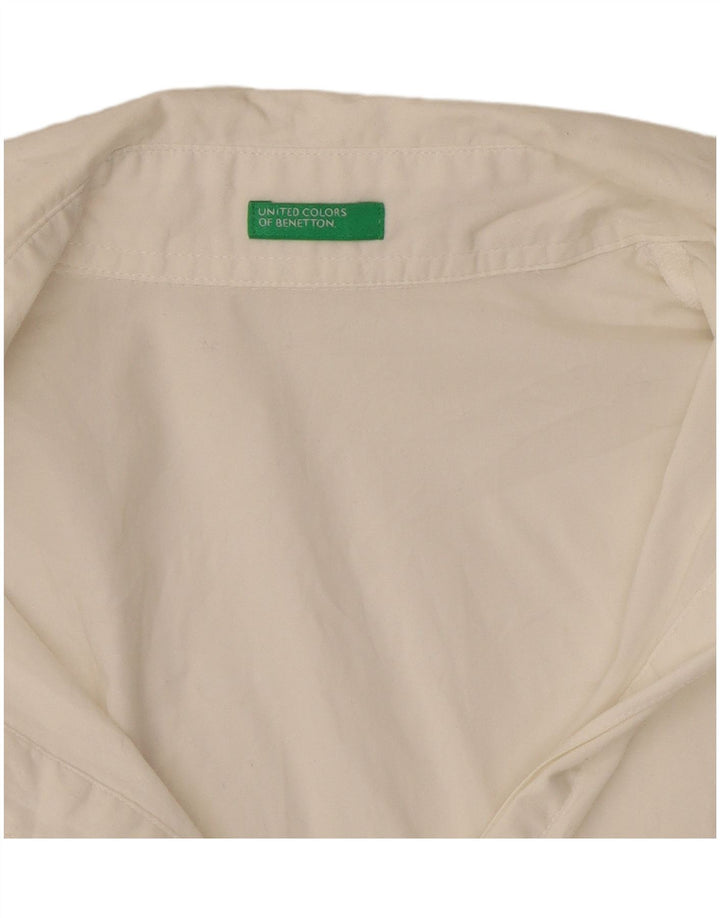 Benetton Camisa Tipo Jersey Mujer UK 40 Small Blanco