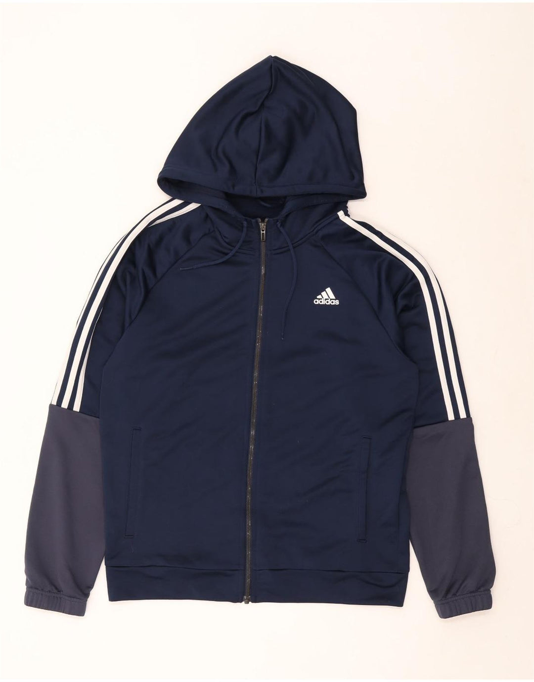ADIDAS Sudadera con capucha y cremallera para hombre Reino Unido 44/46 Grande Azul marino Colorblock