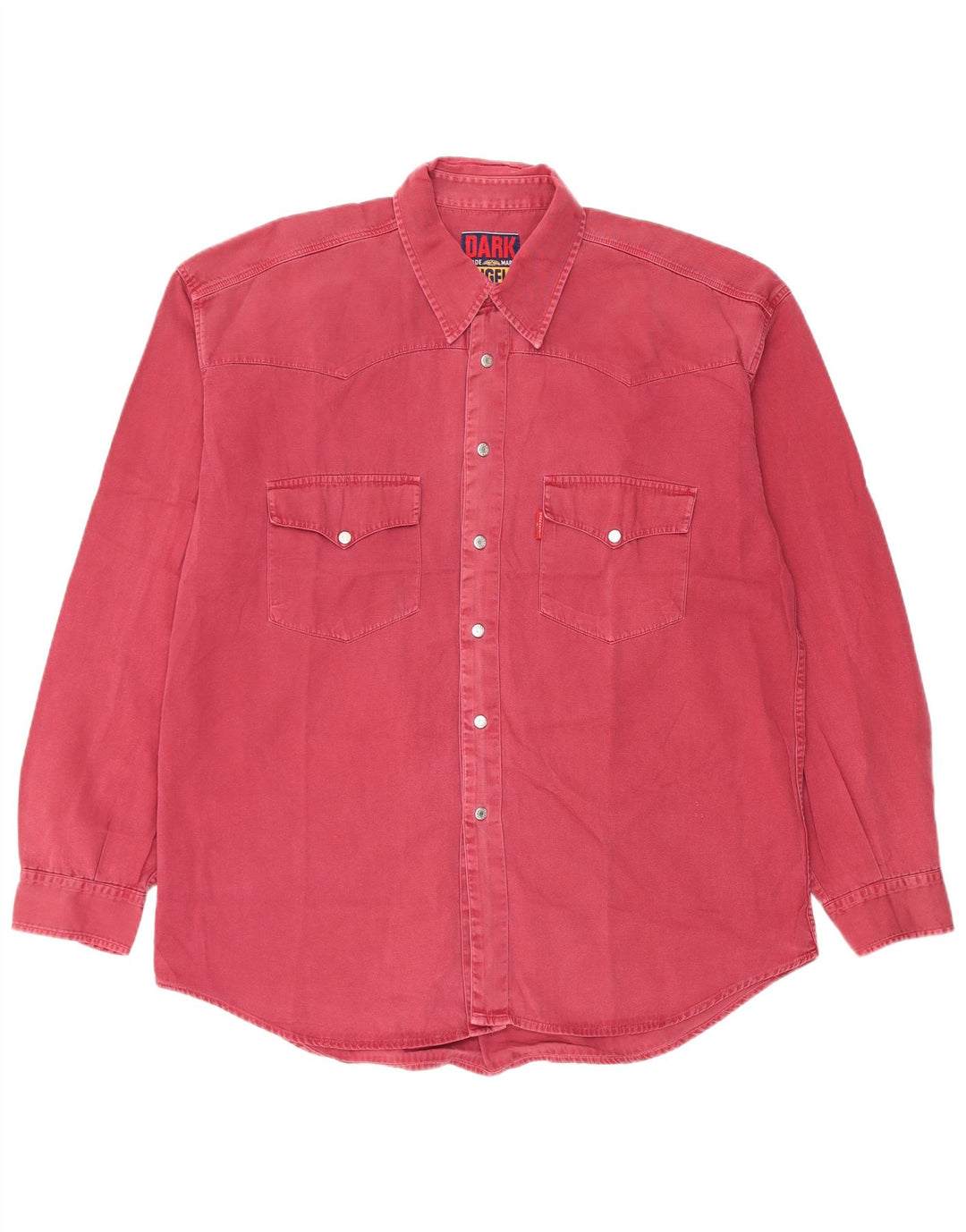 Vintage hombres camisa occidental XL algodón burdeos