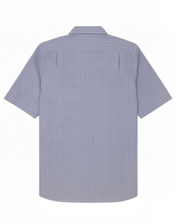 Camisa Massimo Dutti Hombre Manga Corta Talla 42 Grande Cuadros Azul Algodón