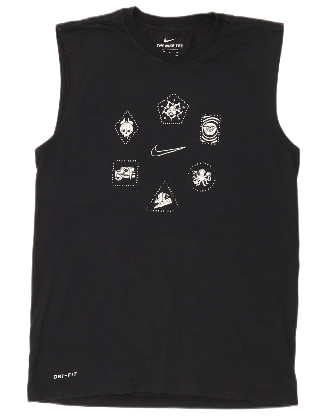 Nike Dri Fit Graphic Camiseta sin mangas para hombre, talla mediana, color negro