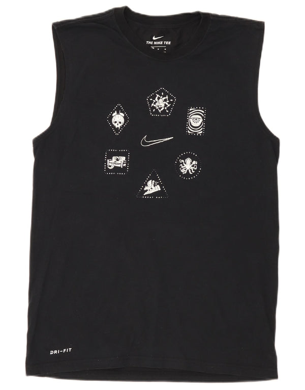 Nike Dri Fit Graphic Camiseta sin mangas para hombre, talla mediana, color negro