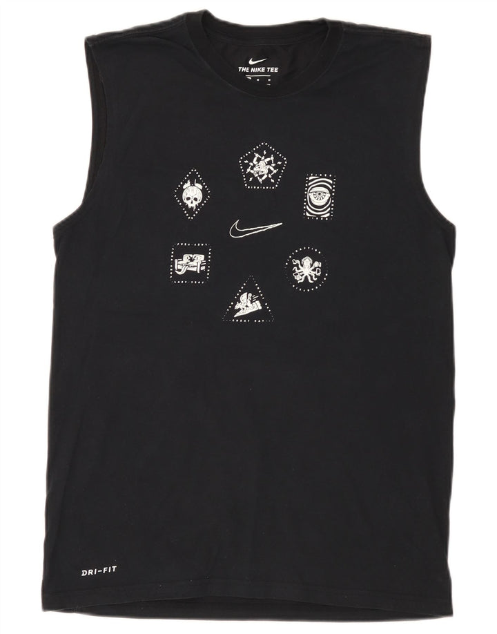 Nike Dri Fit Graphic Camiseta sin mangas para hombre, talla mediana, color negro