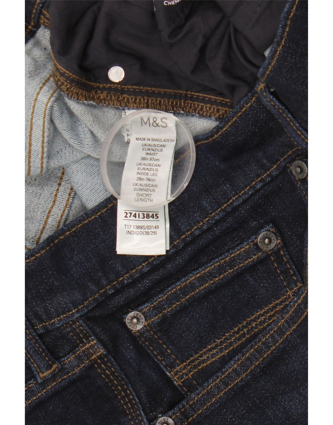 Marks & Spencer Jeans ajustados para hombre W38 L29 Algodón azul marino