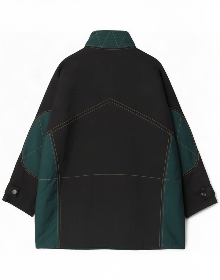 Chaqueta de esquí acolchada vintage para hombre IT 52 XL Poliéster color block negro