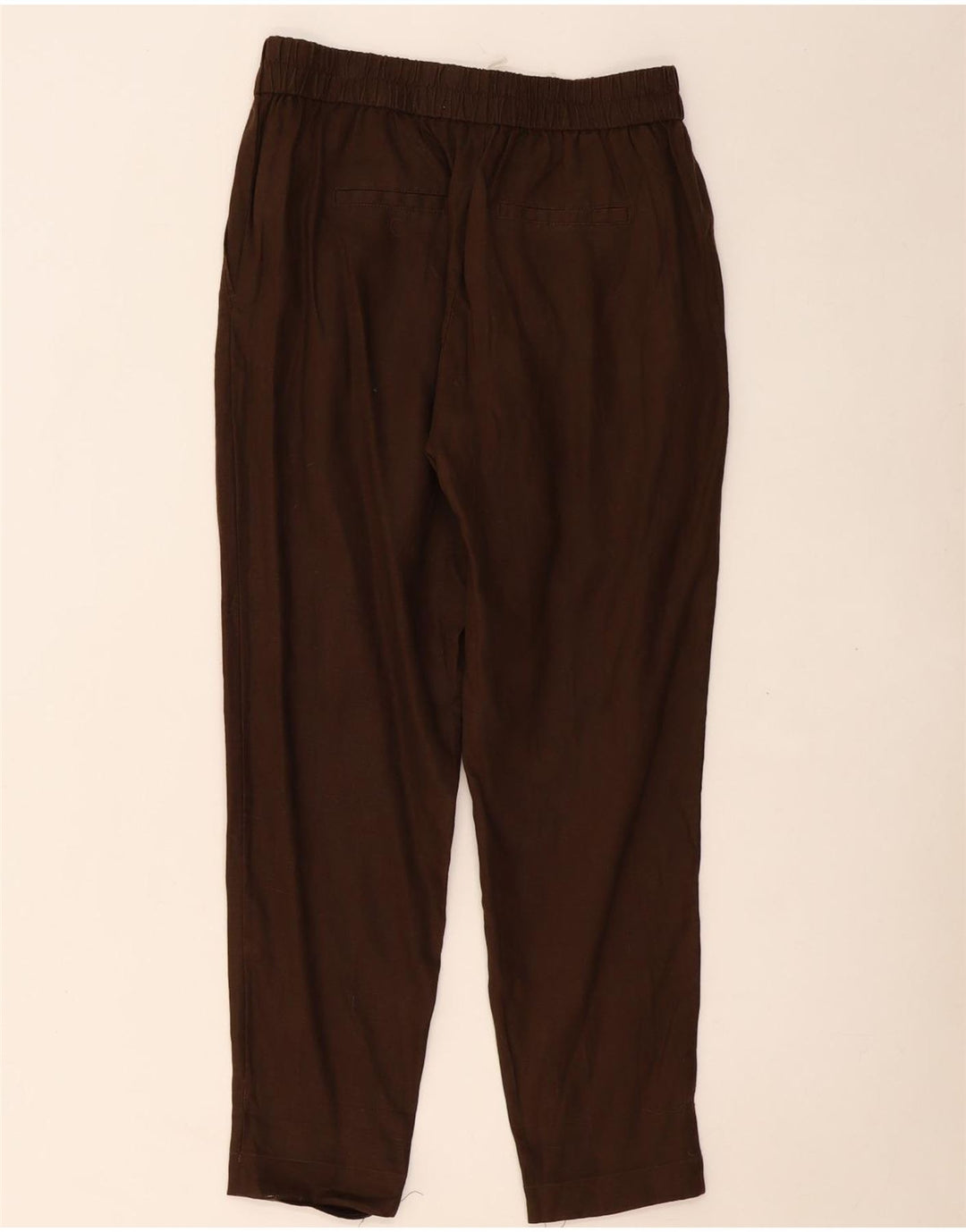 BENETTON Pantalón Chino Cónico Mujer Mediano W28 L27 Lino Marrón