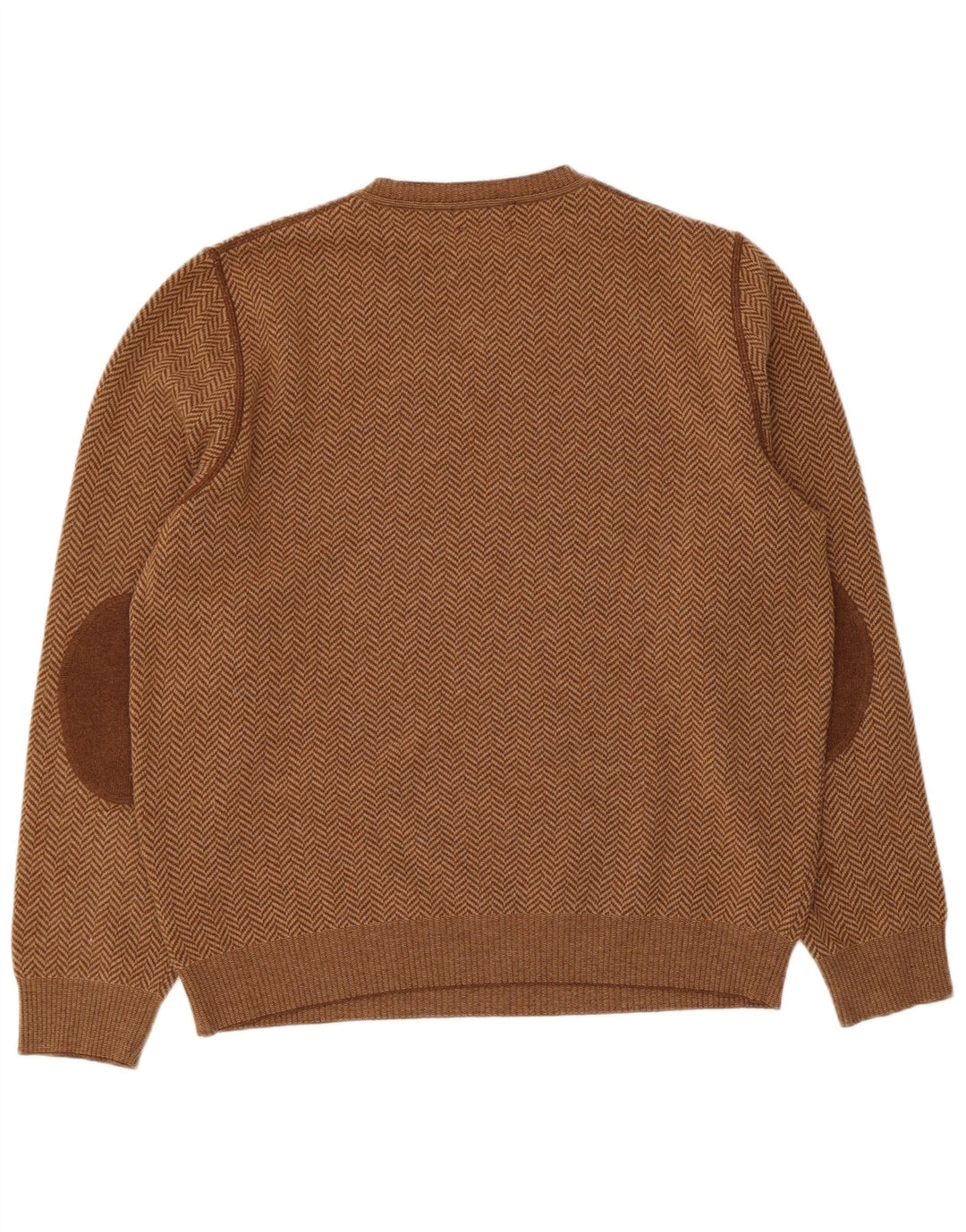Massimo Dutti Hombre Jersey Con Cuello En V Large Lana Espiga Marrón