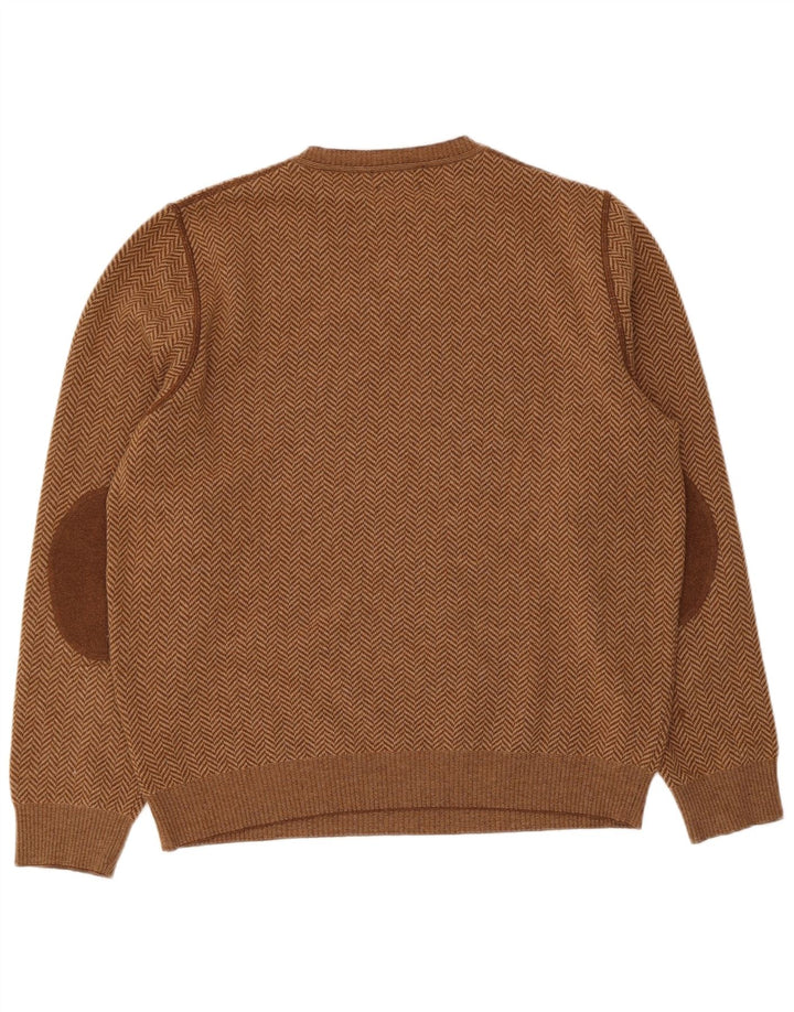Massimo Dutti Hombre Jersey Con Cuello En V Large Lana Espiga Marrón