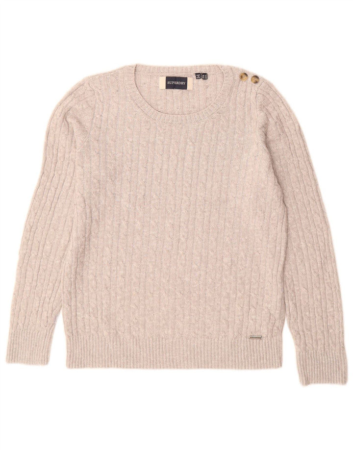 SUPERDRY Suéter tipo jersey con cuello barco para mujer Reino Unido 44 Acrílico gris grande