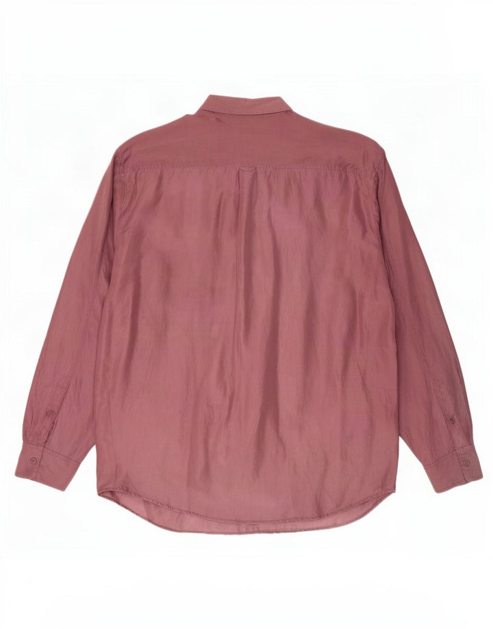 Camisa vintage para hombre de seda burdeos mediana