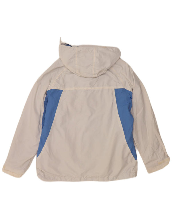 Weird Fish Chaqueta impermeable con capucha para mujer UK 40 Large White Colourblock Nylon