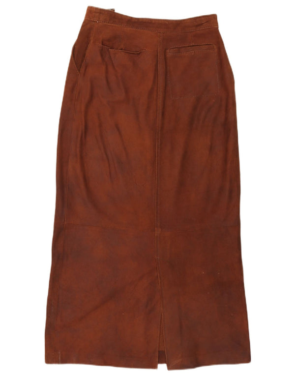 i Blues Falda larga de gamuza de cintura alta para mujer UK 10 Small W26 Cuero marrón