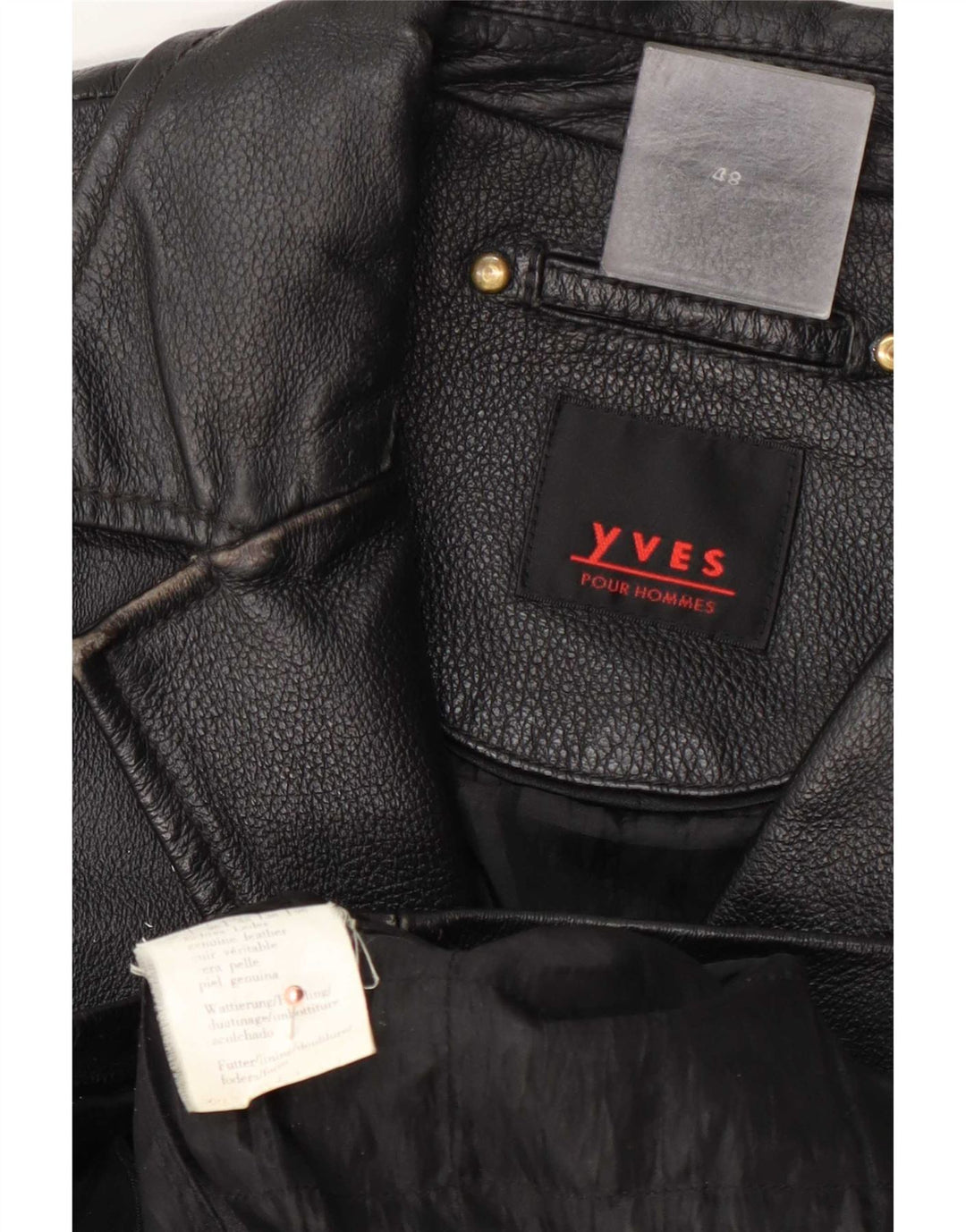 Chaqueta de cuero vintage para hombre IT 48 Medio Negro