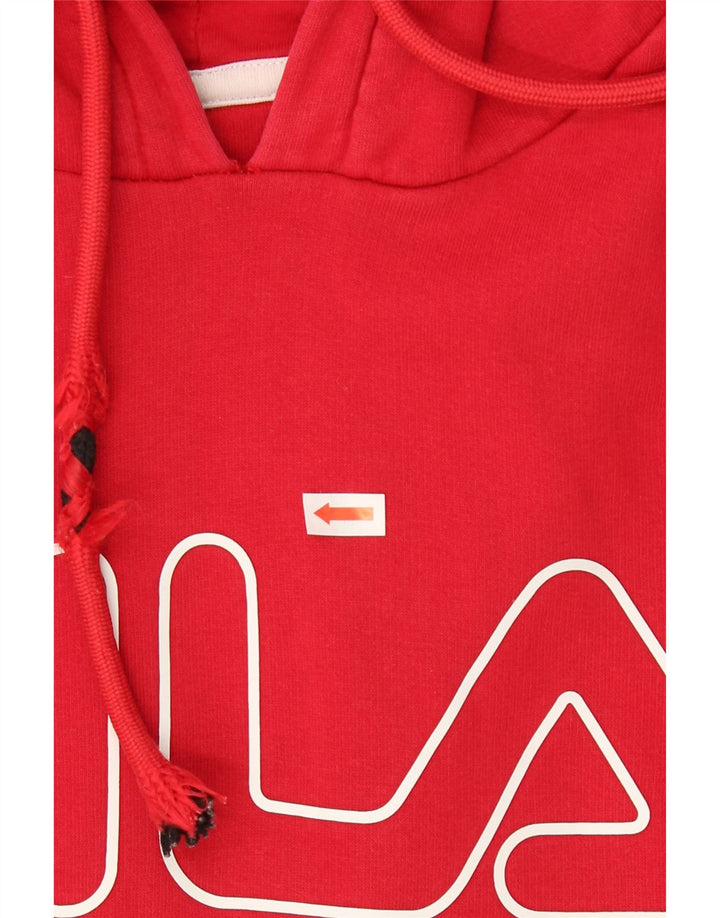 FILA Mens Graphic Hoodie Jumper Medium Red Cotton Vintage Fila and Second-Hand Fila from Messina Hembry 
