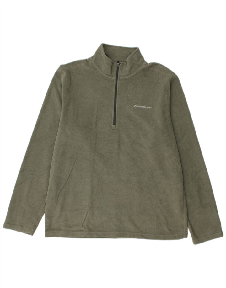 Eddie Bauer Jersey de forro polar con cuello y cremallera para hombre Poliéster caqui mediano