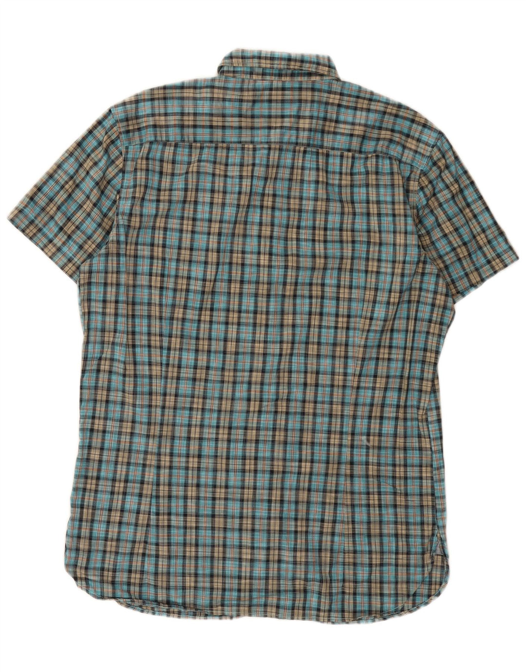 Camisa Hugo Boss Hombre Manga Corta XL Algodón Cuadros Azul