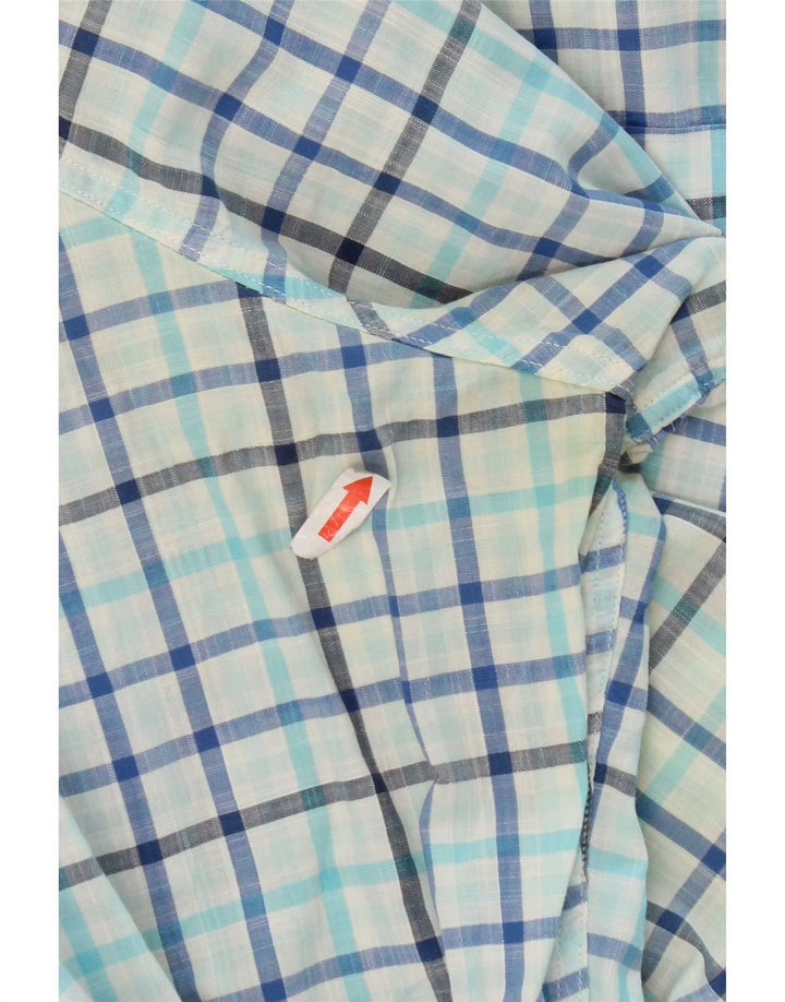 Nautica Camisa de corte clásico para hombre de algodón a cuadros azul medio