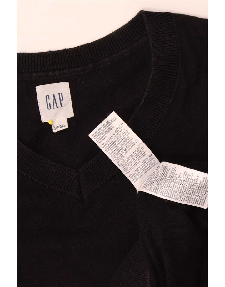 Gap Jersey con cuello en V para hombre, talla grande, algodón negro