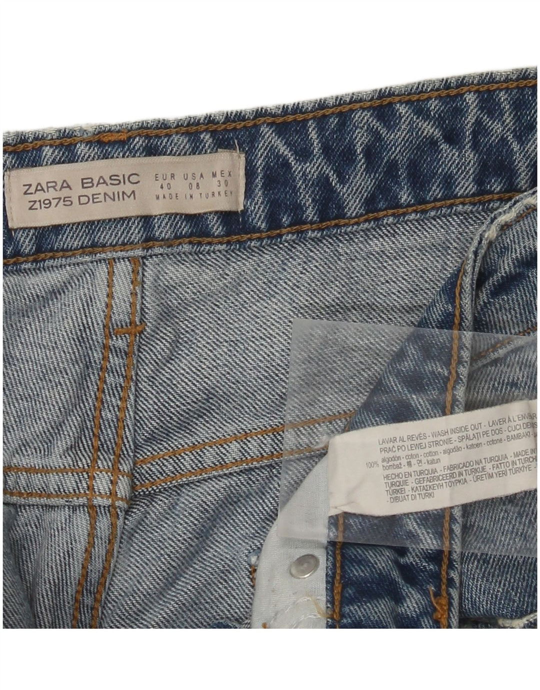 ZARA Vaqueros de pierna ancha desgastados para mujer EU 40 Medium W30 L25 Azul
