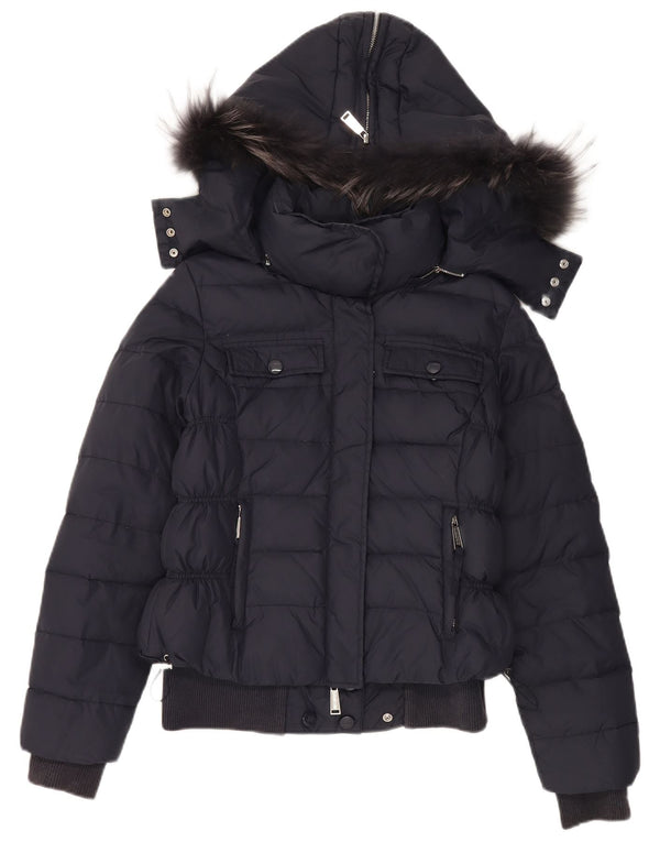 Zu Elements Chaqueta acolchada con capucha para mujer UK 12 Medium Azul marino Poliamida