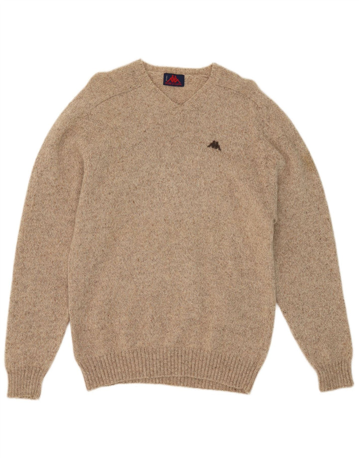 Kappa Hombre Jersey Con Cuello En V Jersey De Lana Moteada Beige Grande